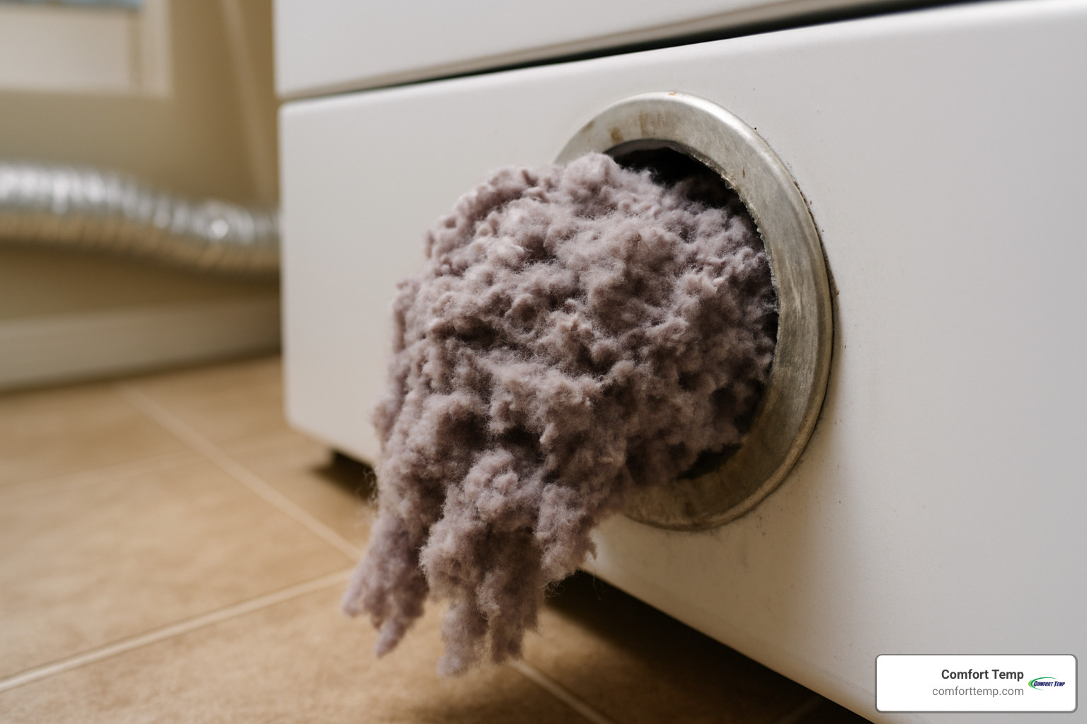 Lint buildup in dryer vent that poses fire hazard - air duct cleaning companies