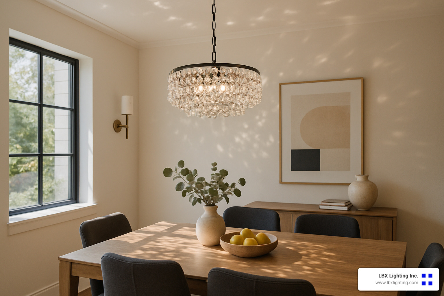 crystal pendant light in a modern dining room - diy crystal pendant light