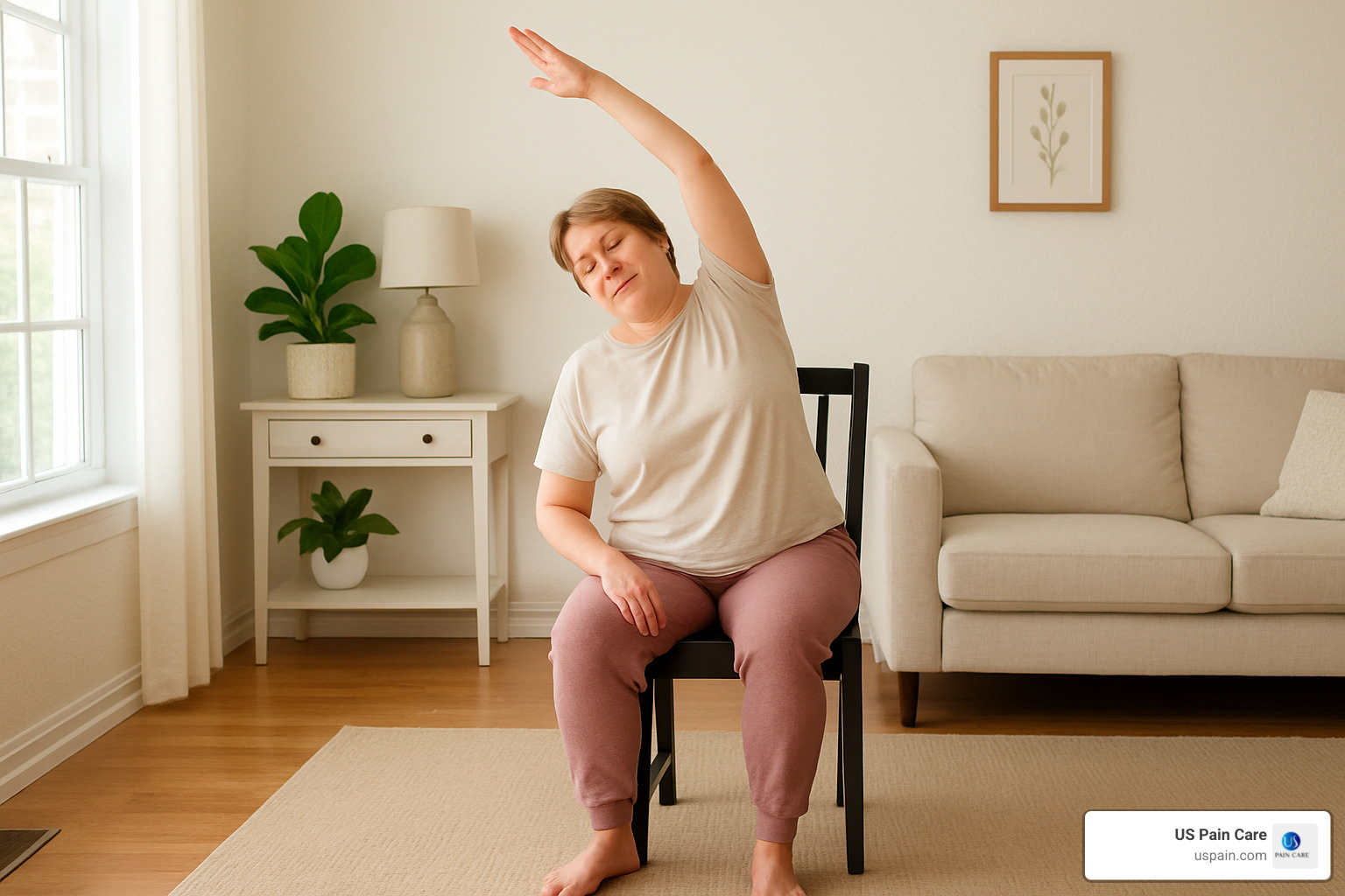 Person doing gentle chair yoga pose - how to manage chronic pain without medication