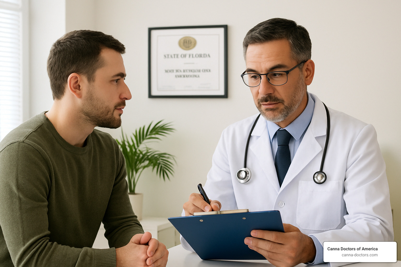 Patient consulting with Florida medical marijuana physician - Florida medical marijuana physician