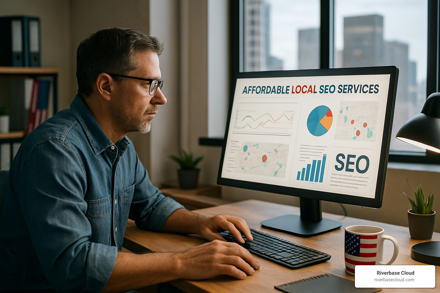 small business owner reviewing affordable local SEO services on computer - Affordable local SEO services