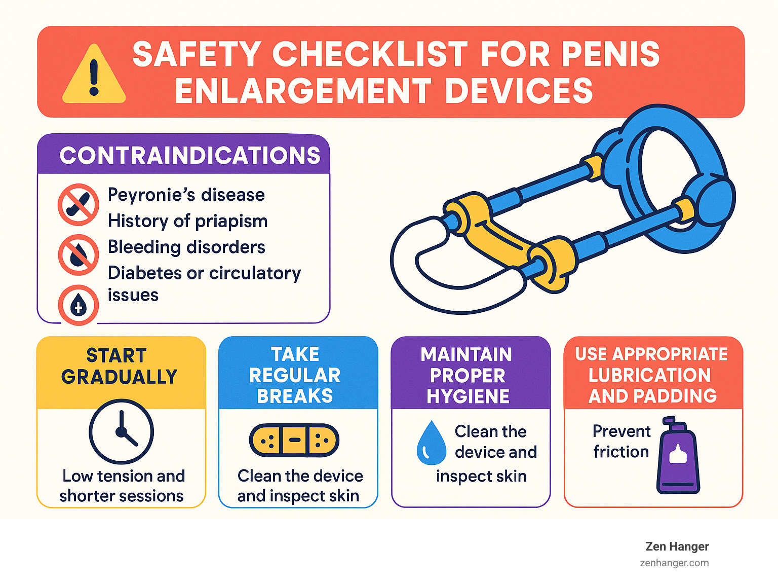 Safety checklist for penis enlargement devices - discreet penis enlargement infographic