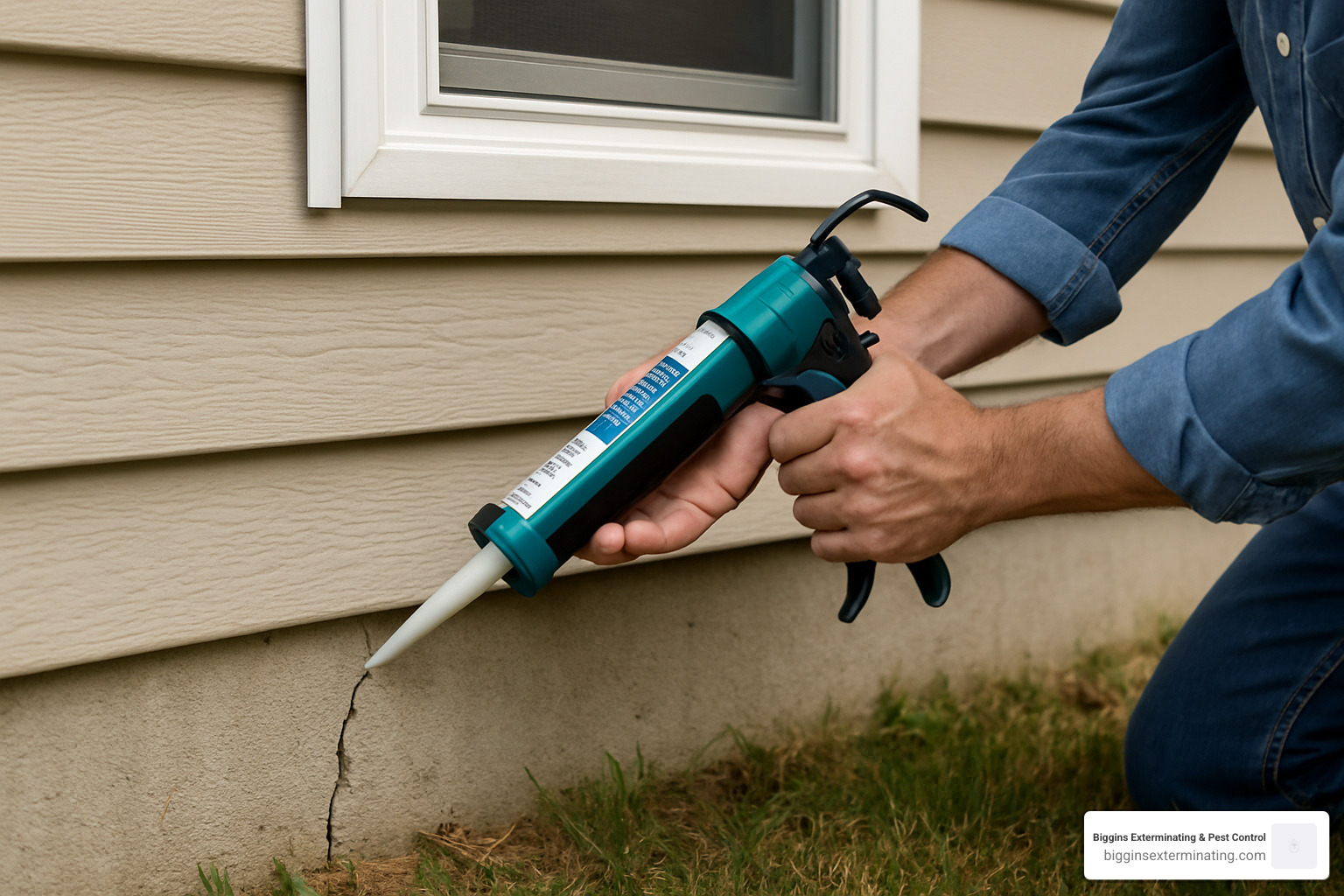 sealed crack in foundation to prevent pest entry - emergency exterminator near me