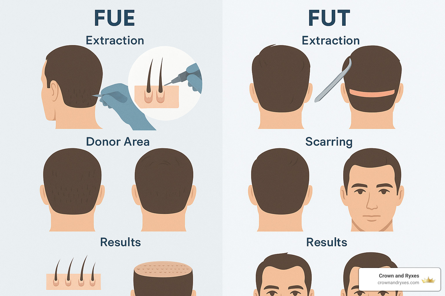 comparison of FUE vs FUT hair transplant techniques - hair restoration surgery near me
