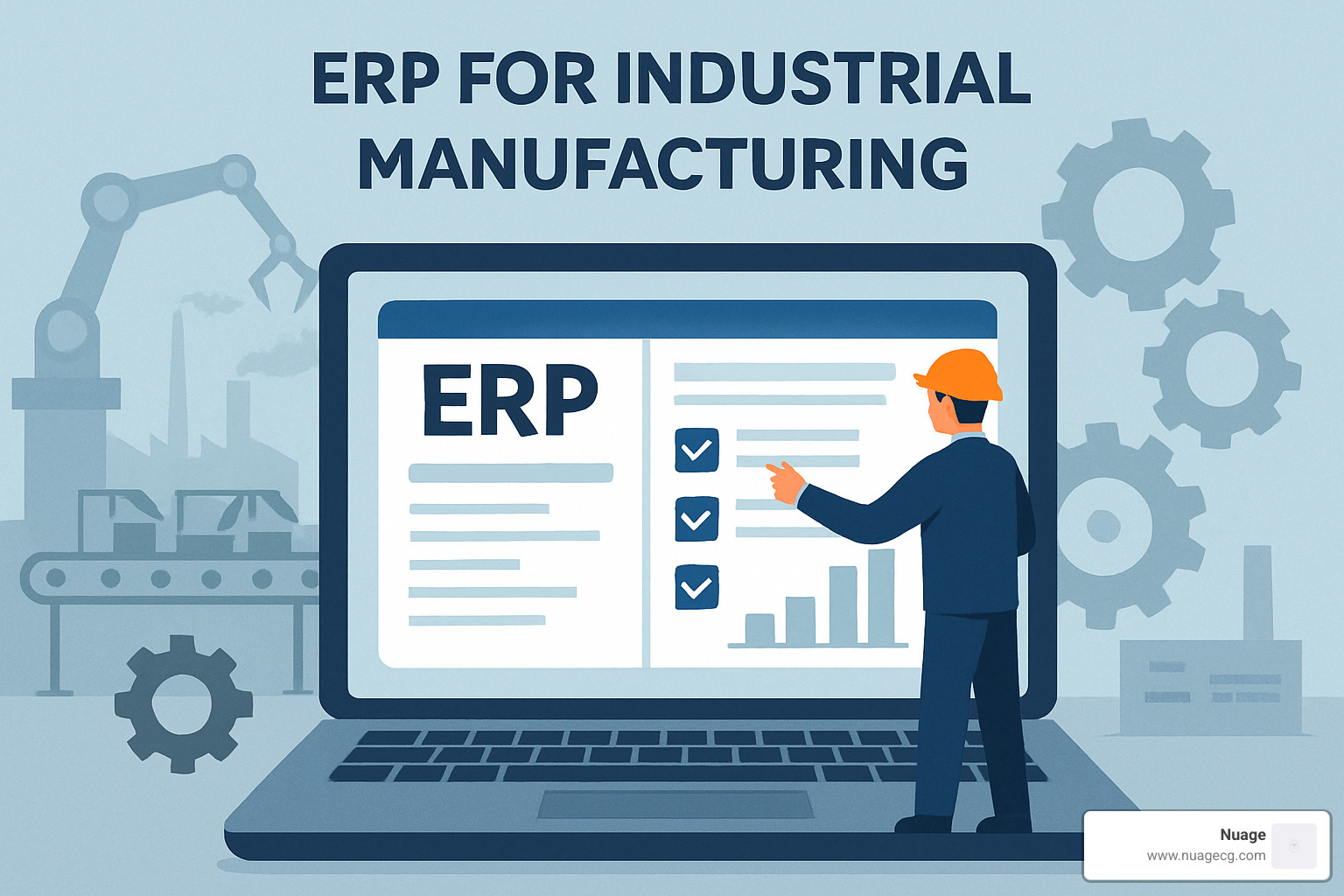 smart factory control room with ERP dashboards - erp for industrial manufacturing