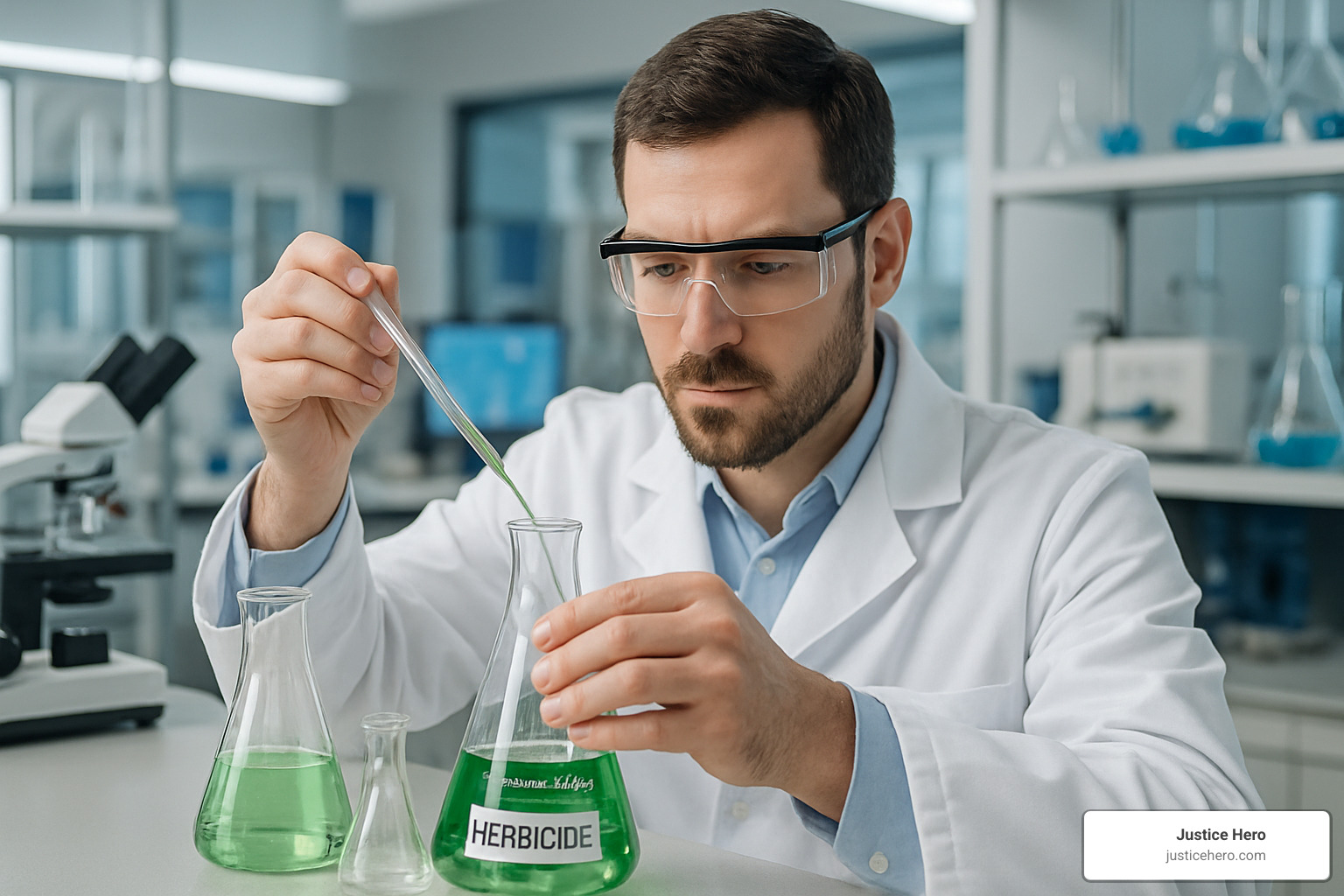 Scientist testing herbicide samples in laboratory - roundup action lawsuit update Scientist testing herbicide samples in laboratory - roundup action lawsuit update