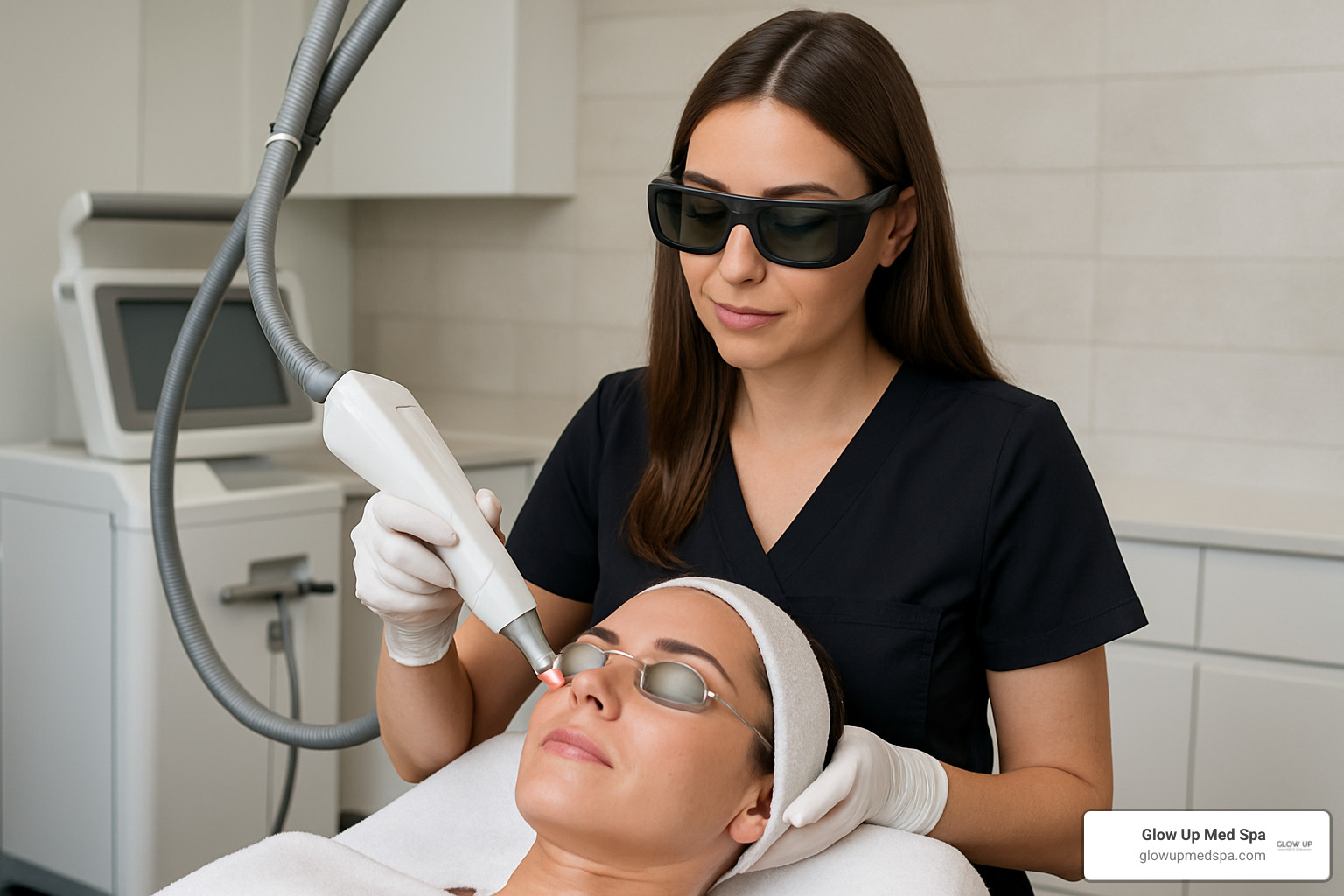laser skin rejuvenation treatment in progress - laser skin rejuvenation Orange County