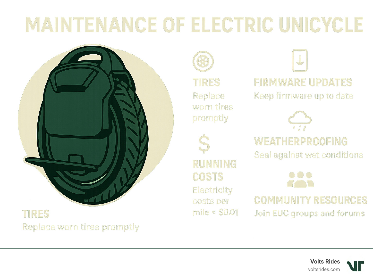 maintenance of electric unicycle - electric unicycles infographic 
