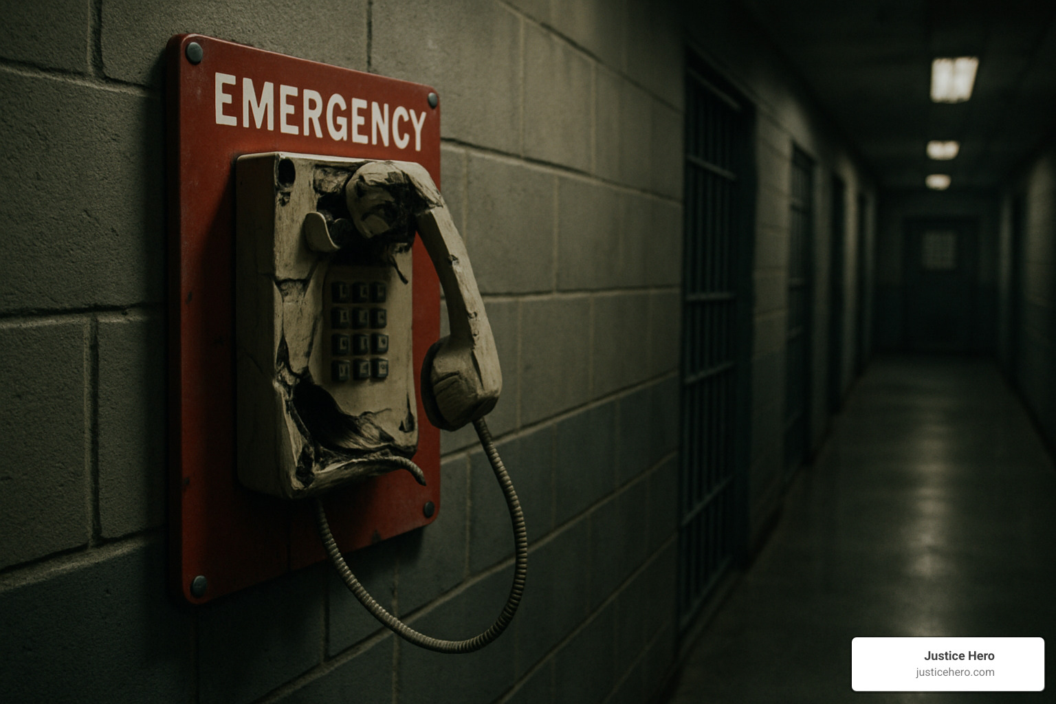 Broken emergency phone in detention facility corridor - detention center sex abuse Broken emergency phone in detention facility corridor - detention center sex abuse