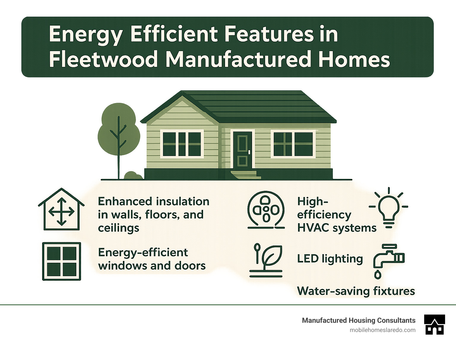 Energy efficient features in Fleetwood manufactured homes - fleetwood housing infographic  Energy efficient features in Fleetwood manufactured homes - fleetwood housing infographic