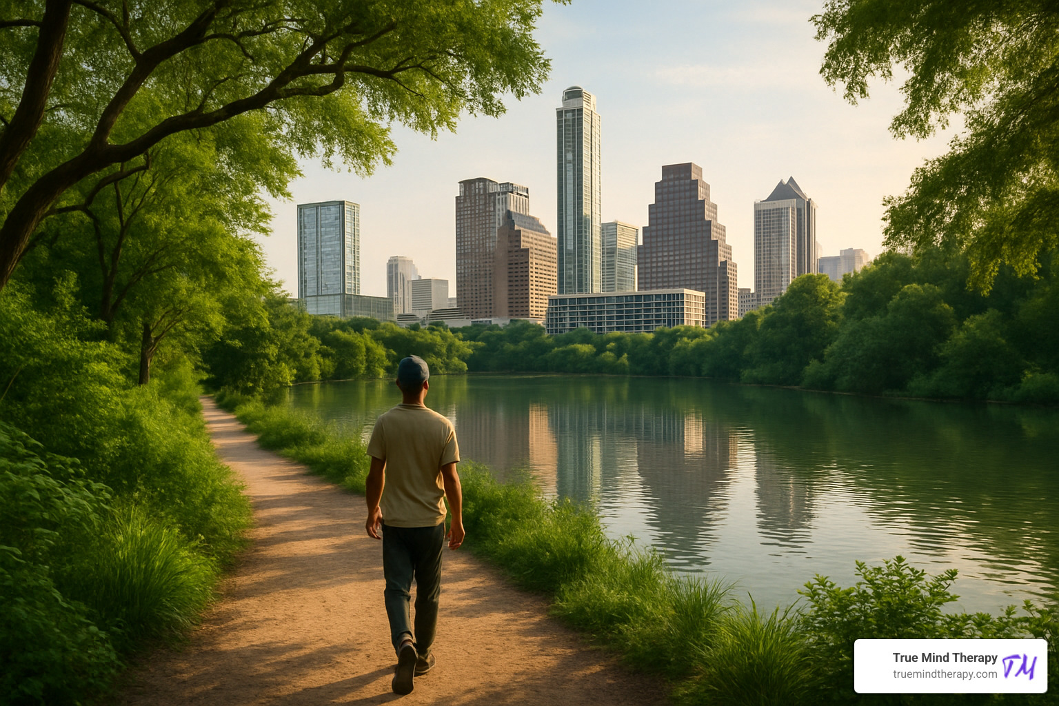 Mindful walking on Lady Bird Lake trail - anxiety treatment Austin Mindful walking on Lady Bird Lake trail - anxiety treatment Austin