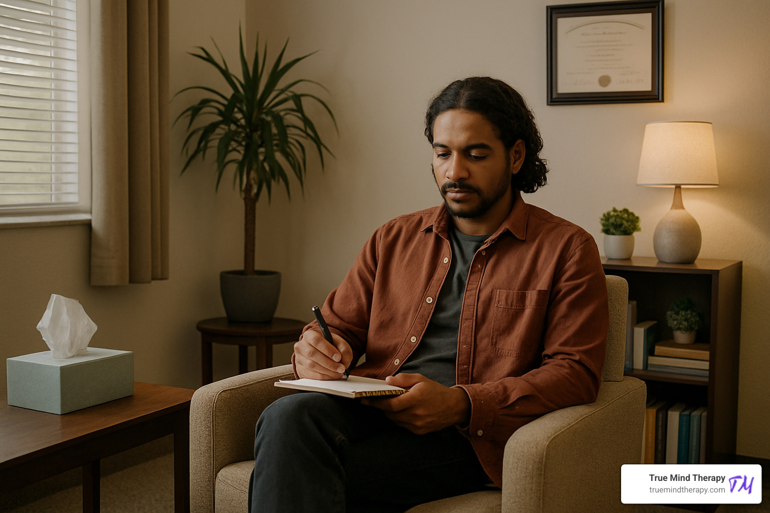 Person journaling during EMDR therapy session - EMDR intensives Austin Person journaling during EMDR therapy session - EMDR intensives Austin