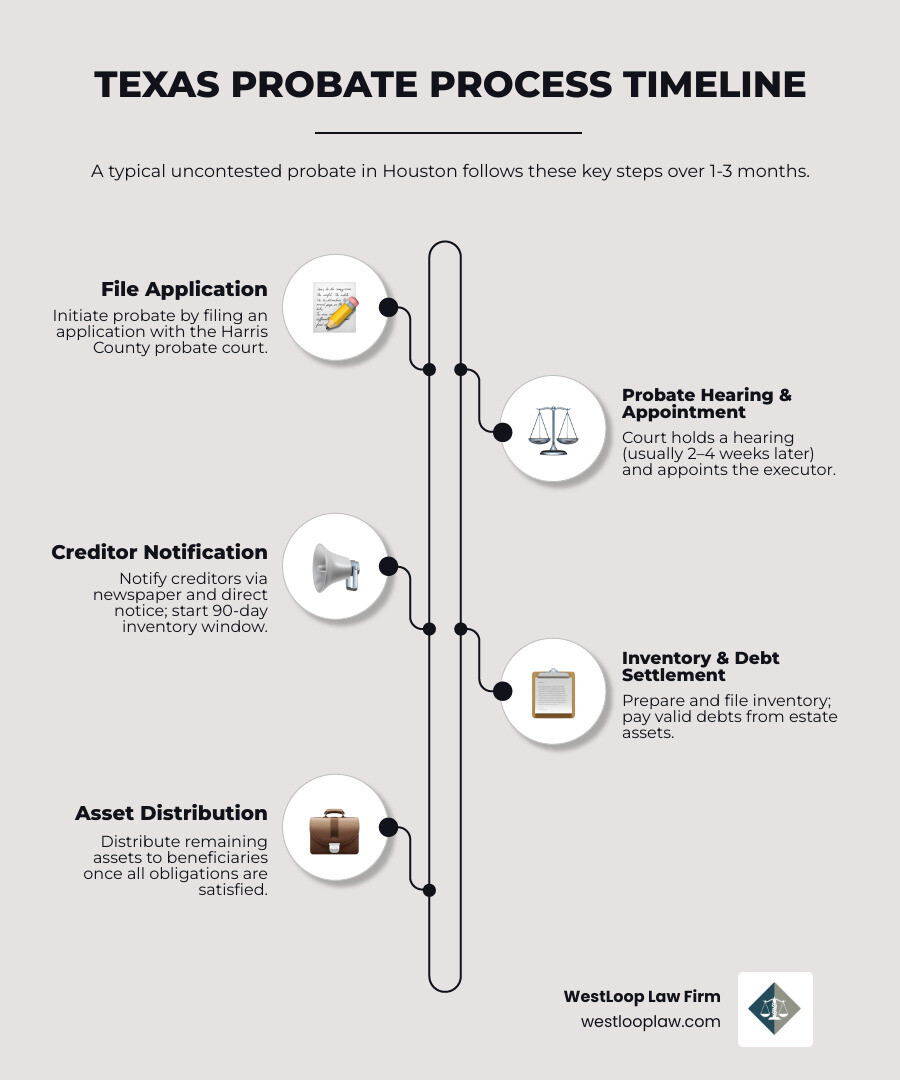Timeline for probate process in Texas - Houston probate attorney infographic