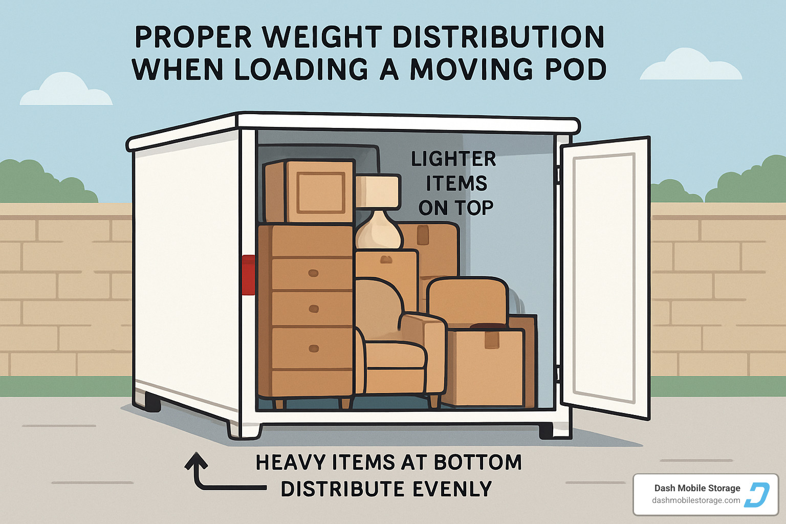 weight distribution diagram for loading a moving pod - moving pod