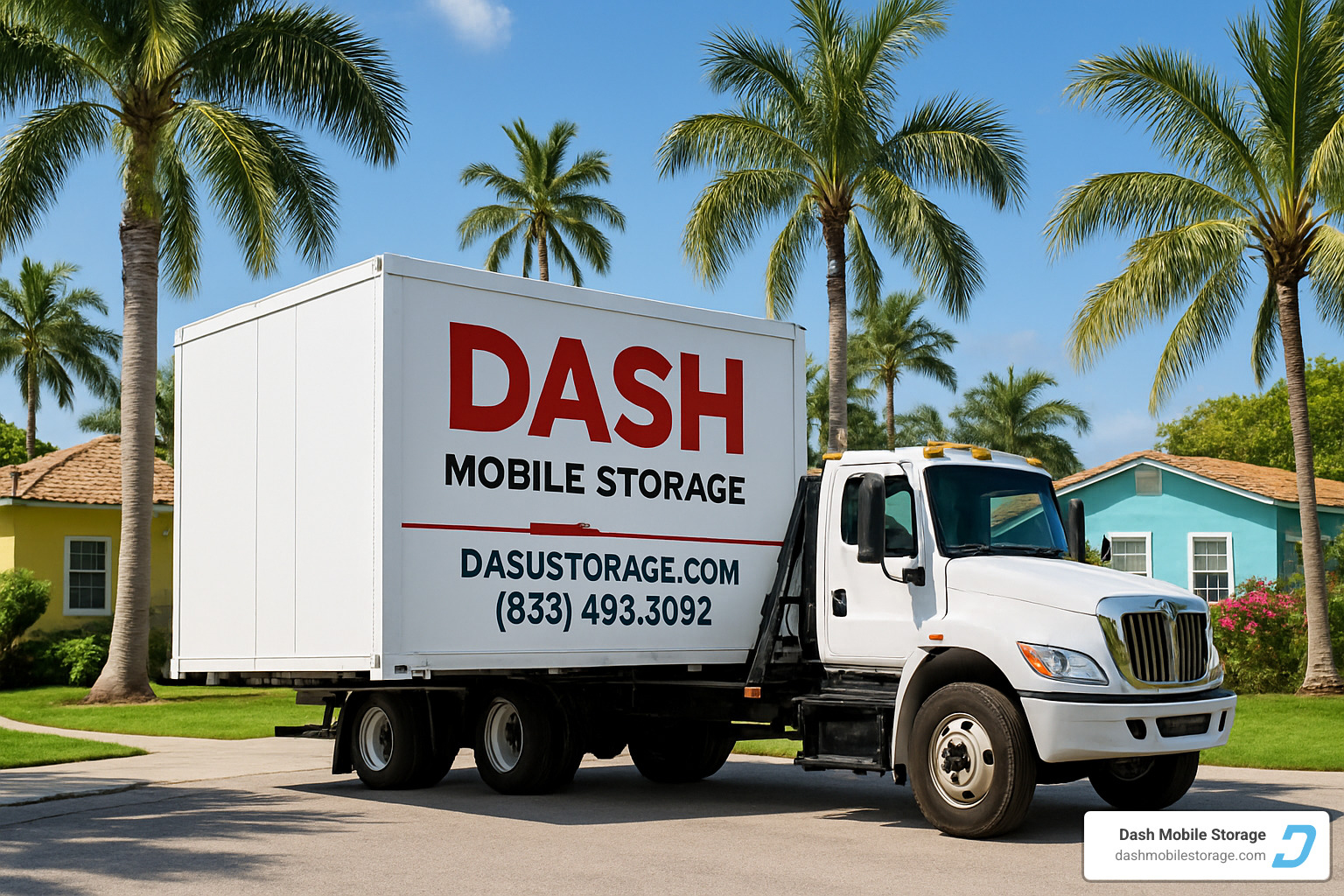 Dash Mobile Storage container being delivered in South Florida - moving pod