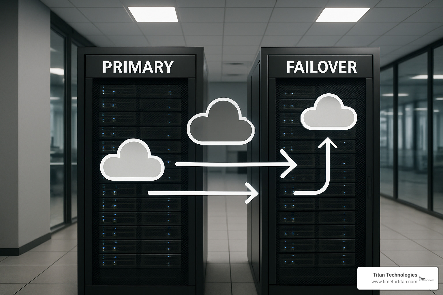 Successful cloud failover operation showing seamless transition between environments - cloud computing and disaster recovery