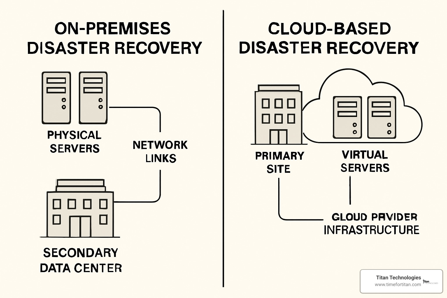 On-premises vs cloud disaster recovery architecture comparison - cloud computing and disaster recovery