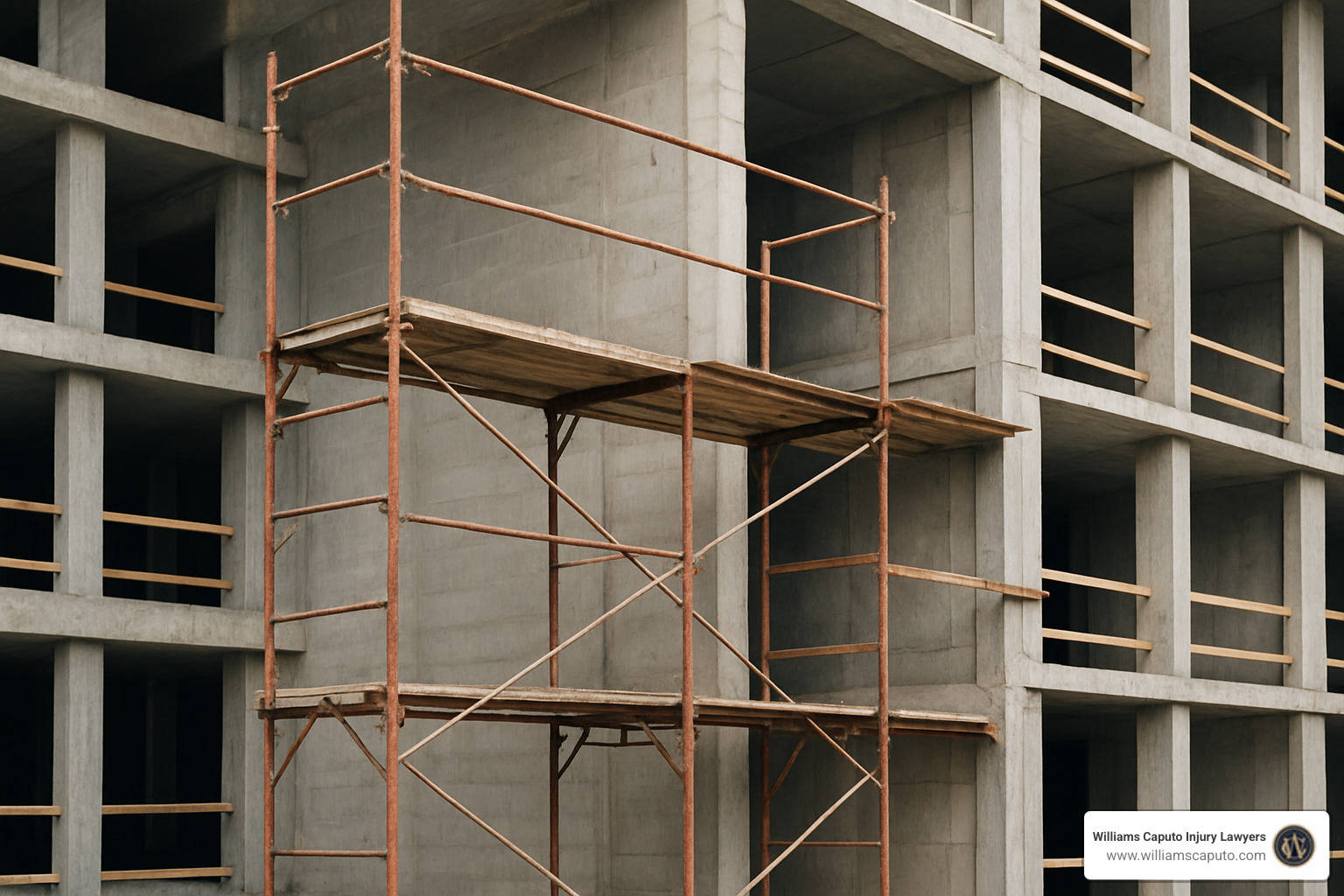 unsafe scaffold at construction site with missing guardrails - Austin on the job injury lawyer