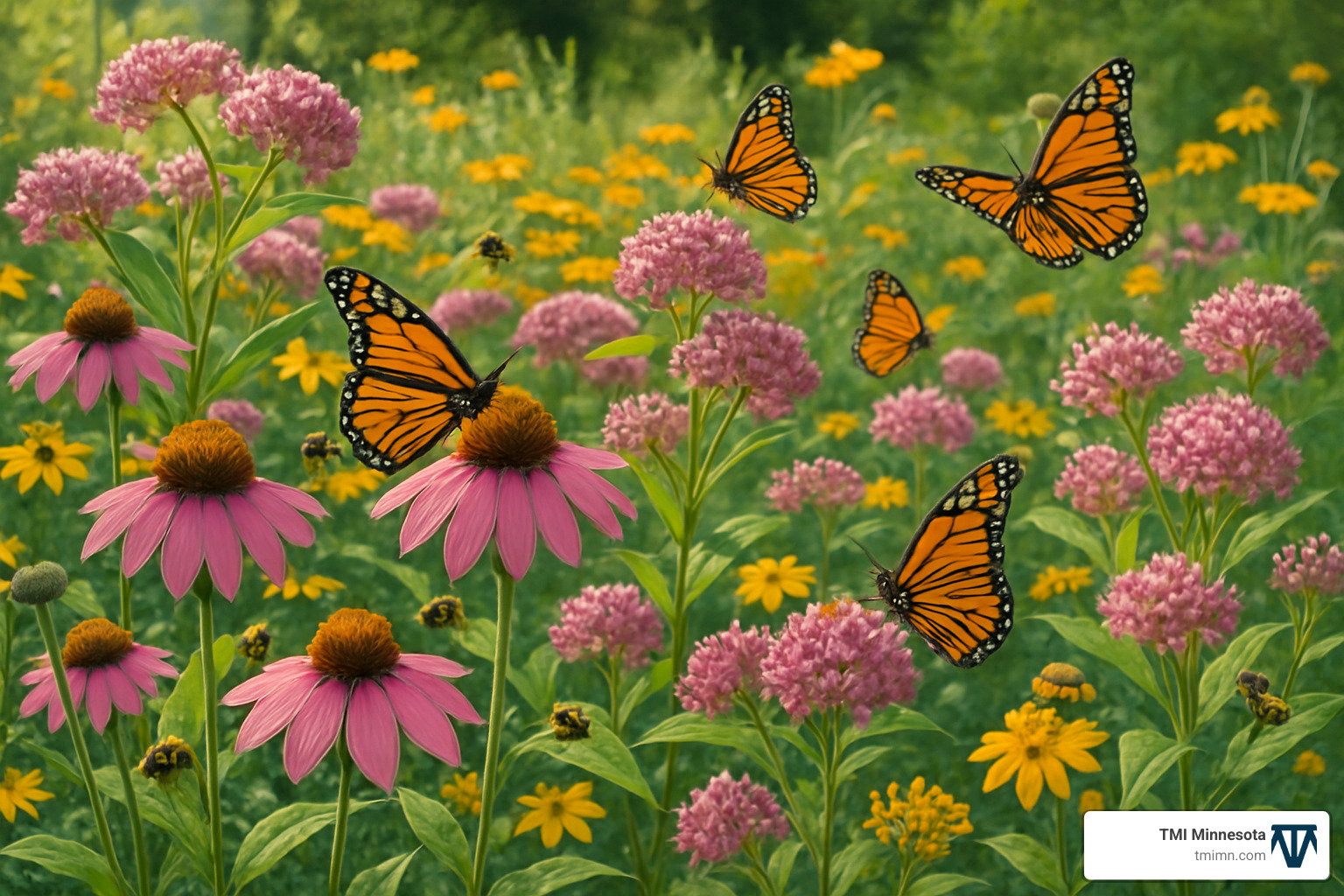 native butterfly garden with pollinators - sustainable landscaping techniques