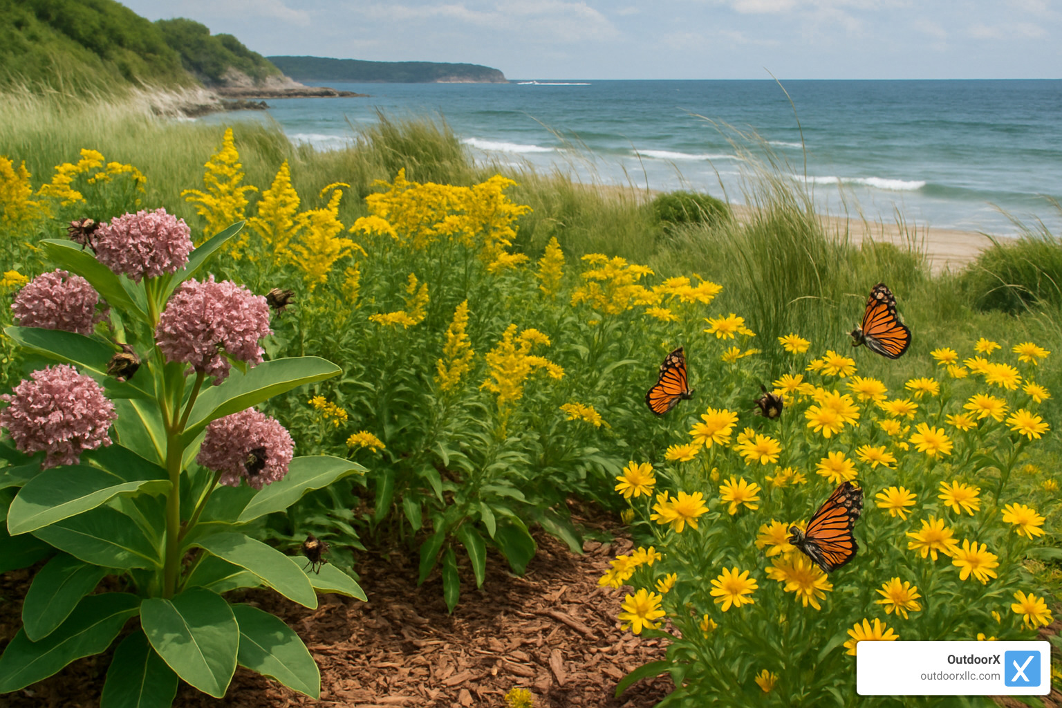 Native pollinator garden design for coastal Massachusetts - landscape architect salem ma