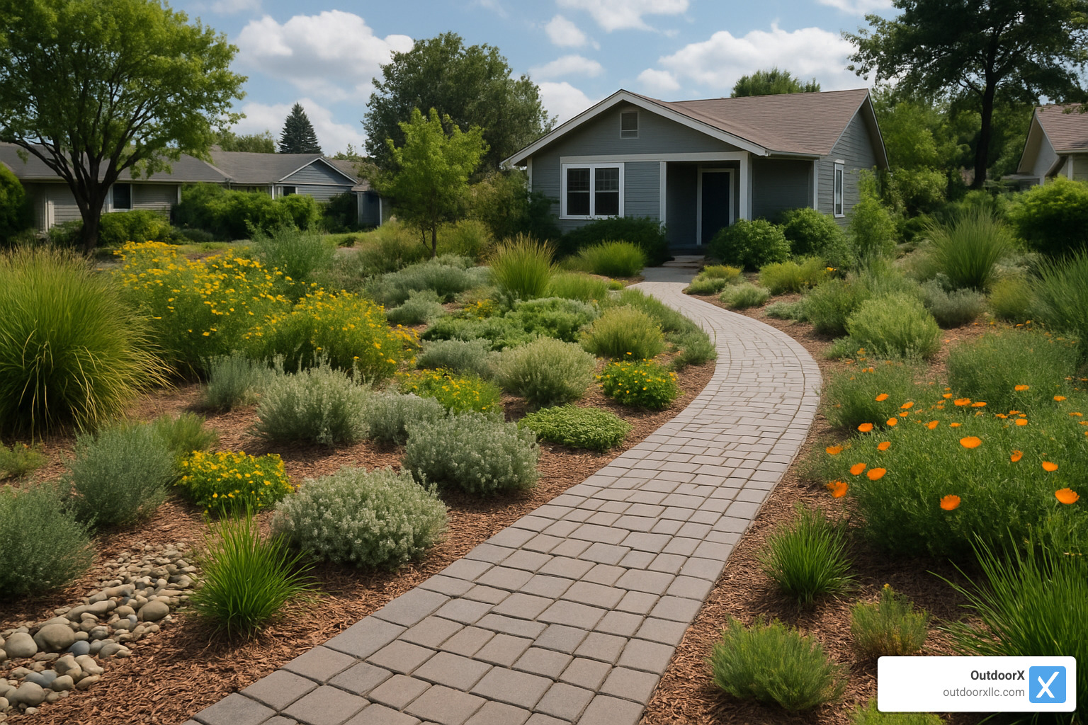 Sustainable landscape design with permeable paving and native plants - landscape architect salem ma