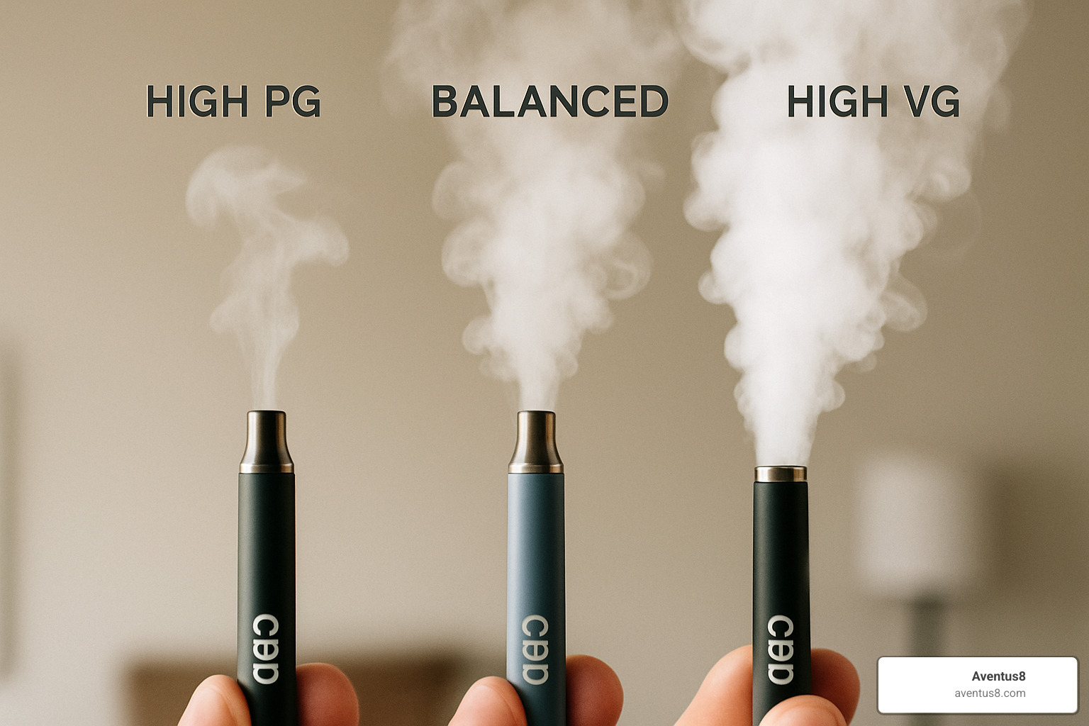 Different vapor clouds from various CBD vape formulations - CBD vape pen ingredients