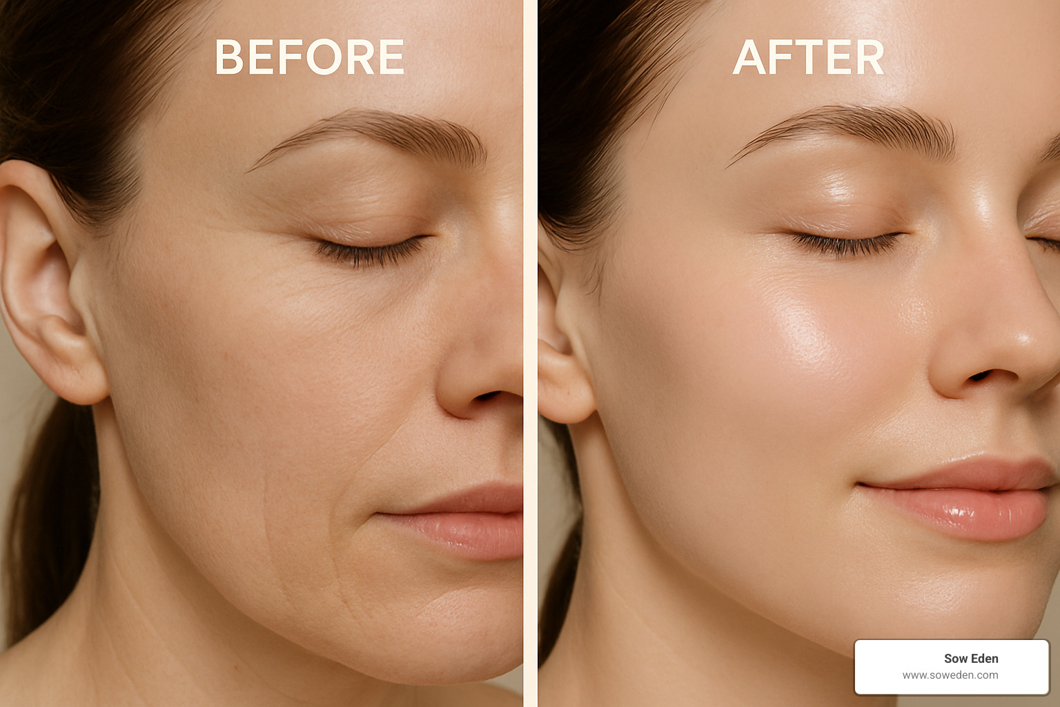 Close-up of hydrated skin before and after CBD skincare application - what are the benefits of cbd in skincare