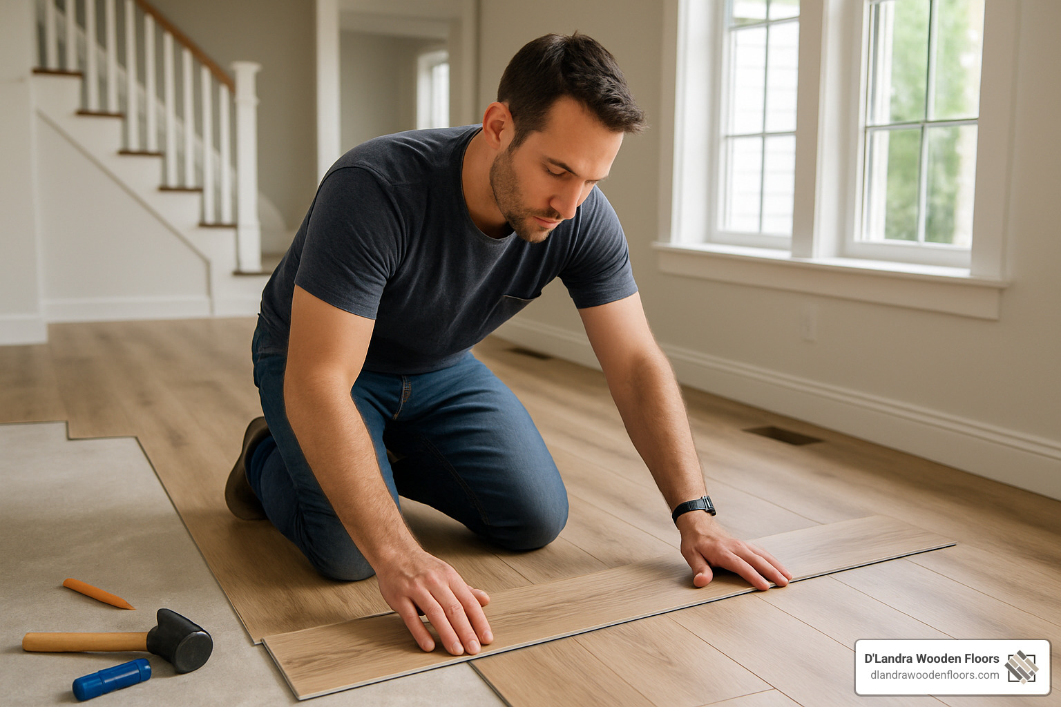homeowner installing click-lock vinyl floor - best vinyl flooring brands