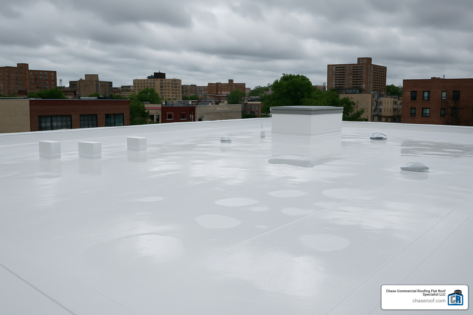 Flood-tested commercial roof with sealed coating - commercial roof sealing