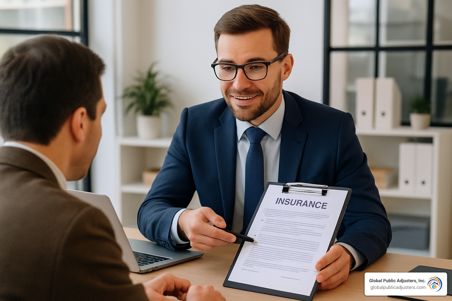 insurance agent explaining policy coverage to client - do insurance agents help with claims
