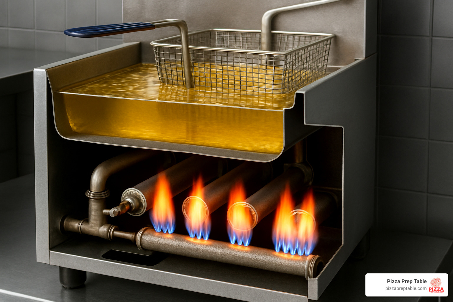 tube-style burner layout in commercial propane fryer - commercial propane deep fryer