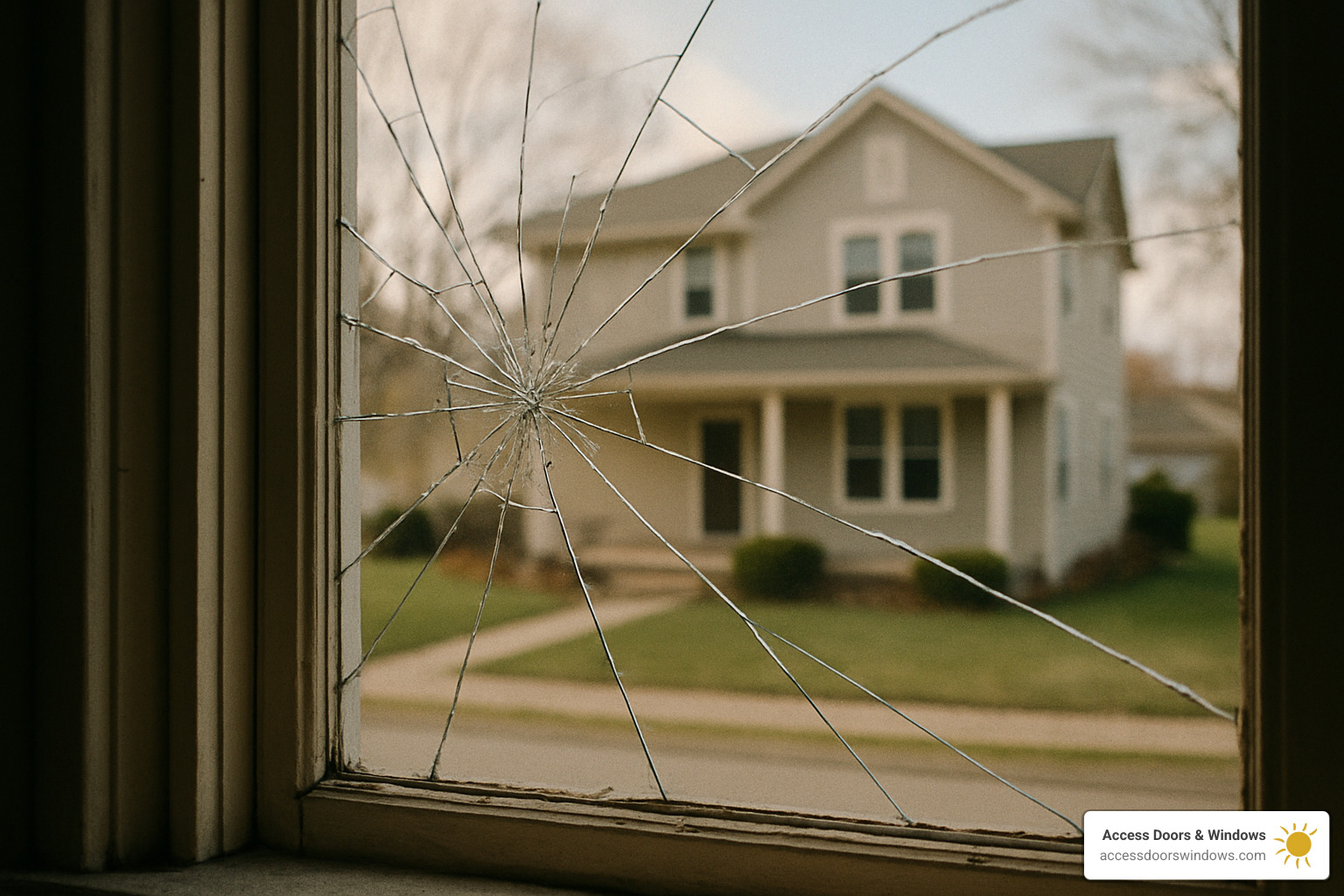 cracked single-pane window glass - home window replacement companies near me