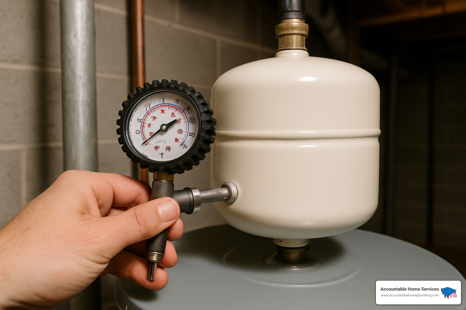 Checking expansion tank pressure with a tire gauge