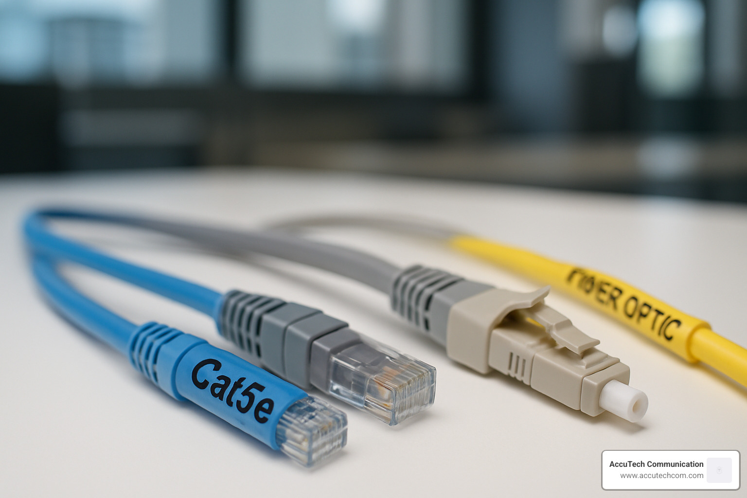 Various network cable types including Cat5e, Cat6, fiber optic - MA Network Cabling Companies