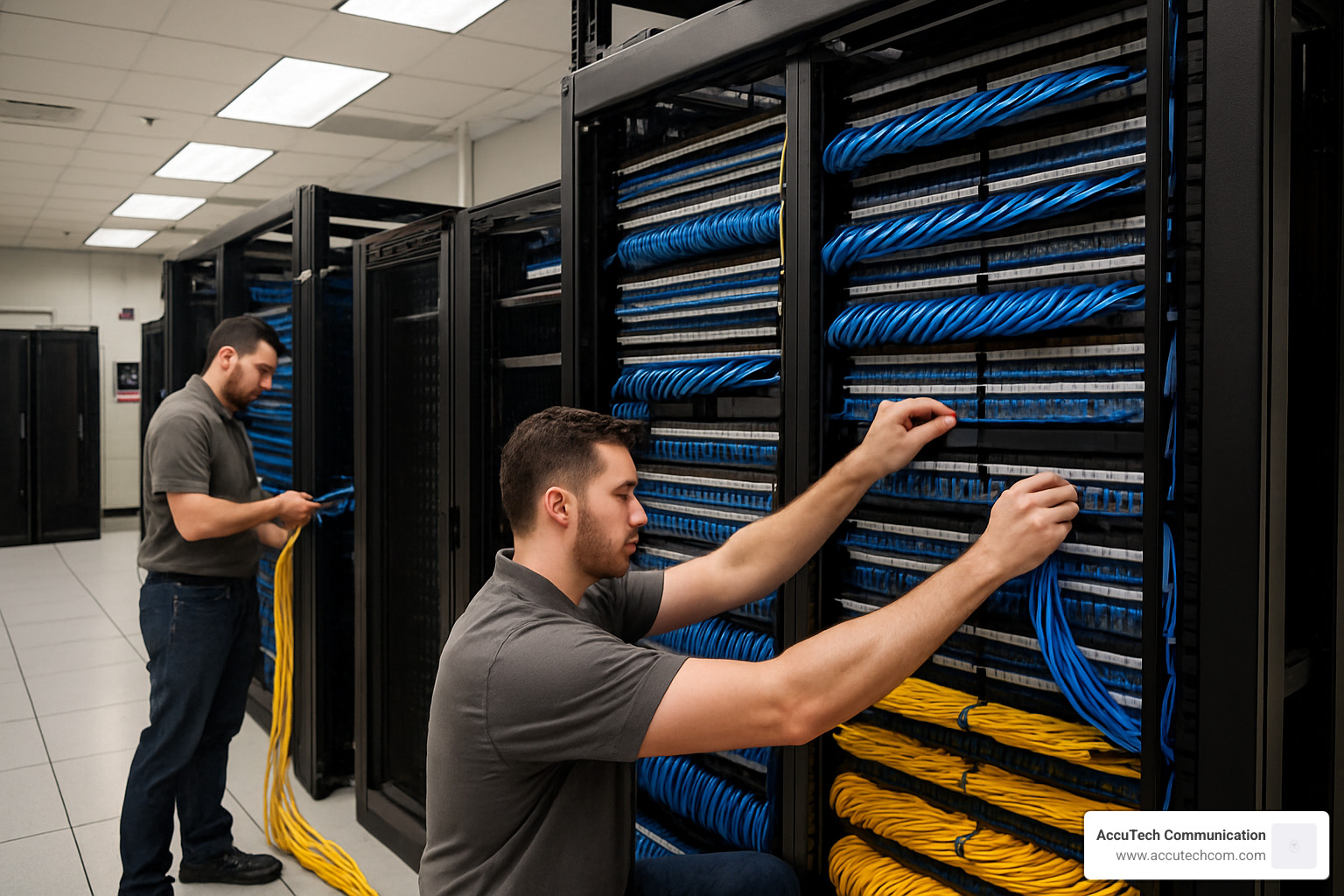 Professional network cable installation in data center - MA Network Cabling Companies