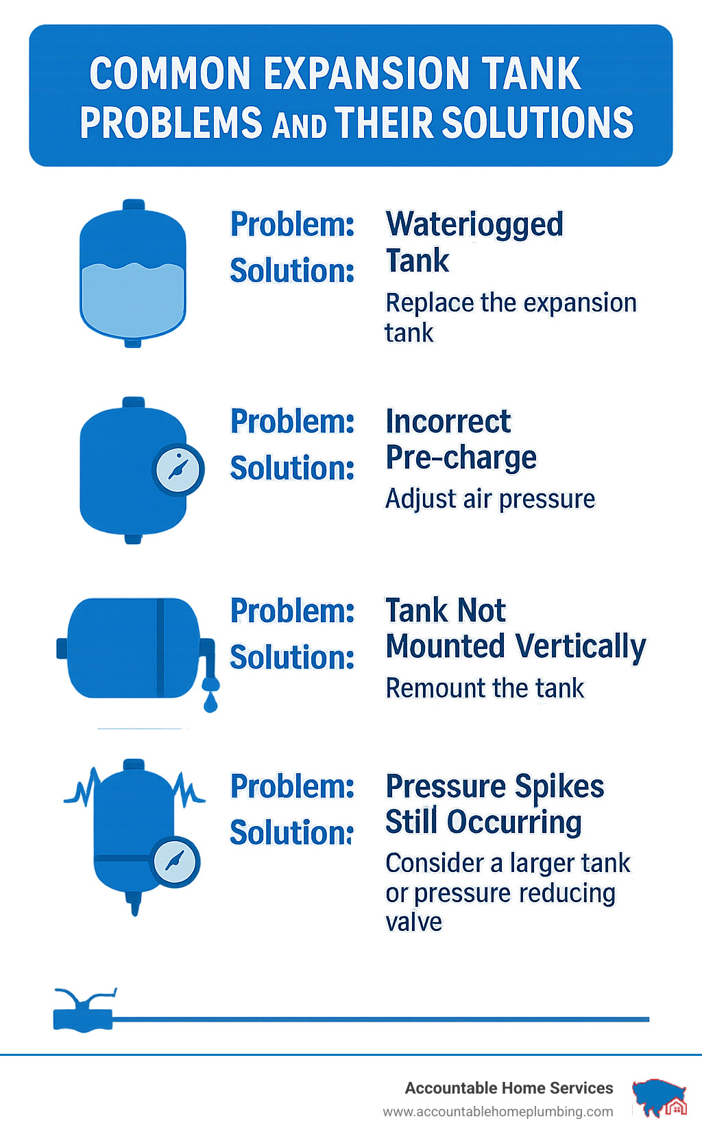 Infographic of common expansion tank problems and solutions