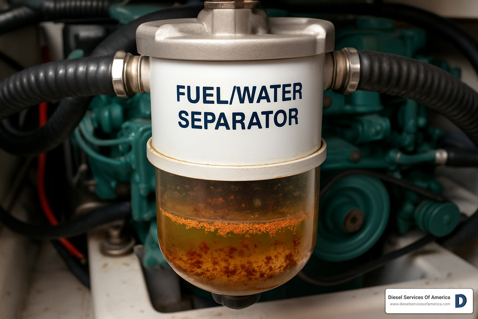 fuel-water separator with contamination - marine diesel engine repair