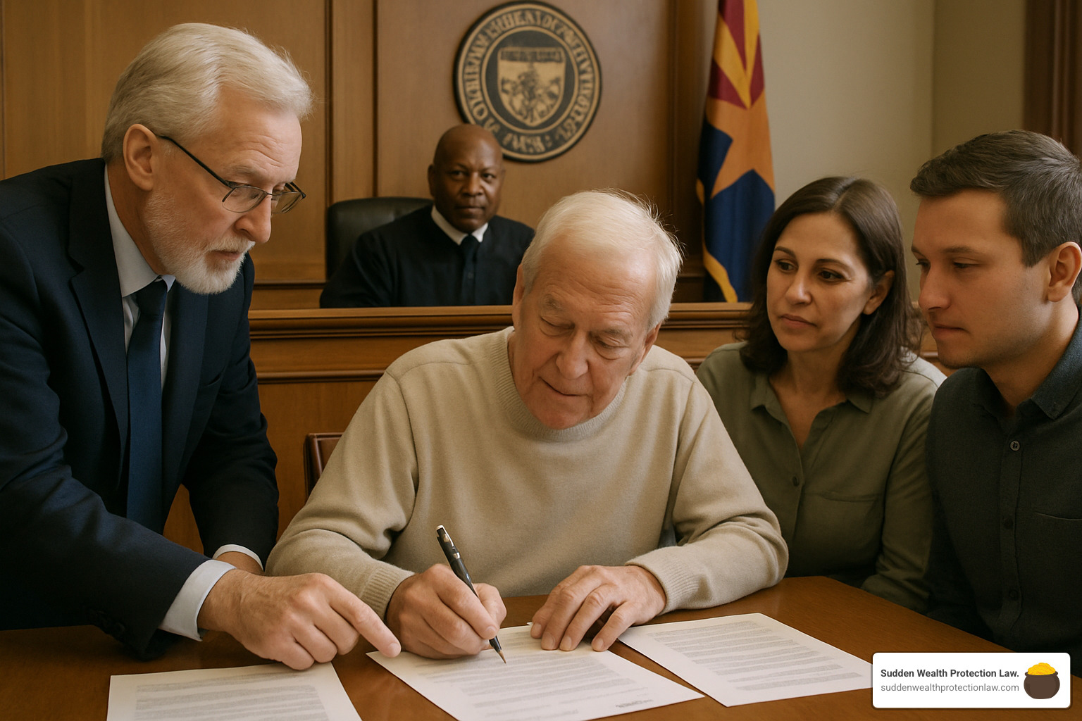 courtroom guardianship signing ceremony - Arizona elder law attorney