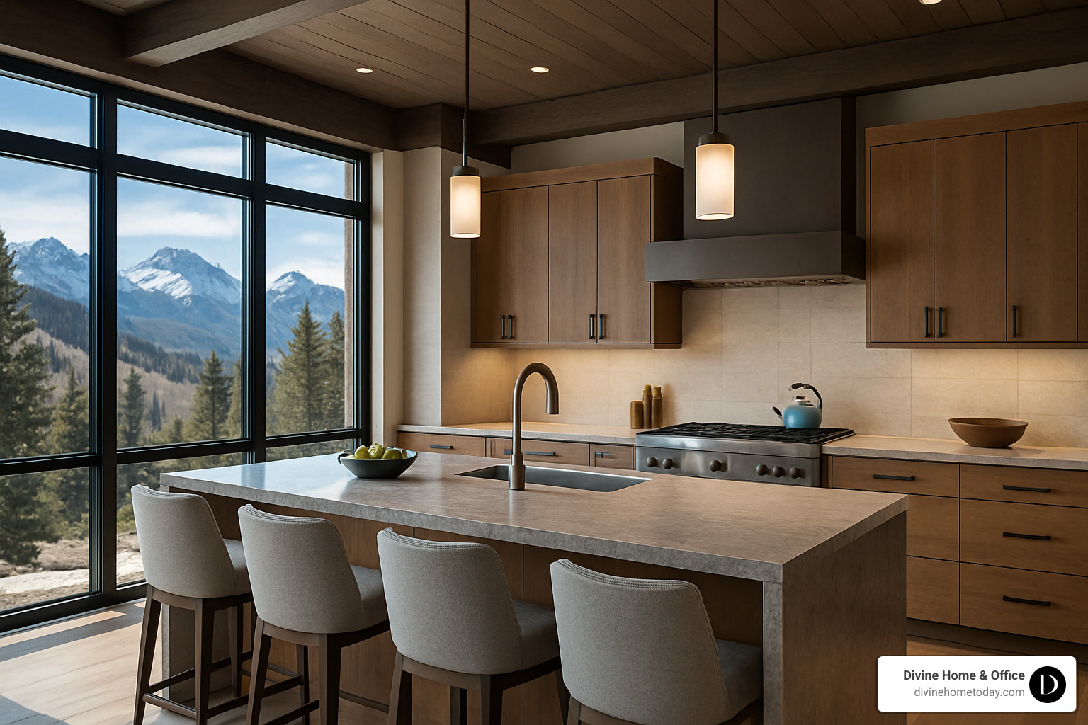 mountain-modern kitchen with natural materials - interior decorator denver co mountain-modern kitchen with natural materials - interior decorator denver co