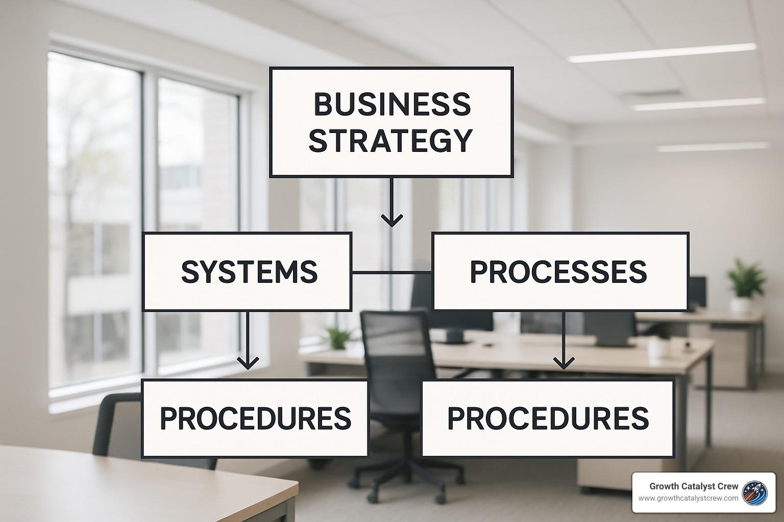 hierarchical diagram of business systems components - how to build business systems