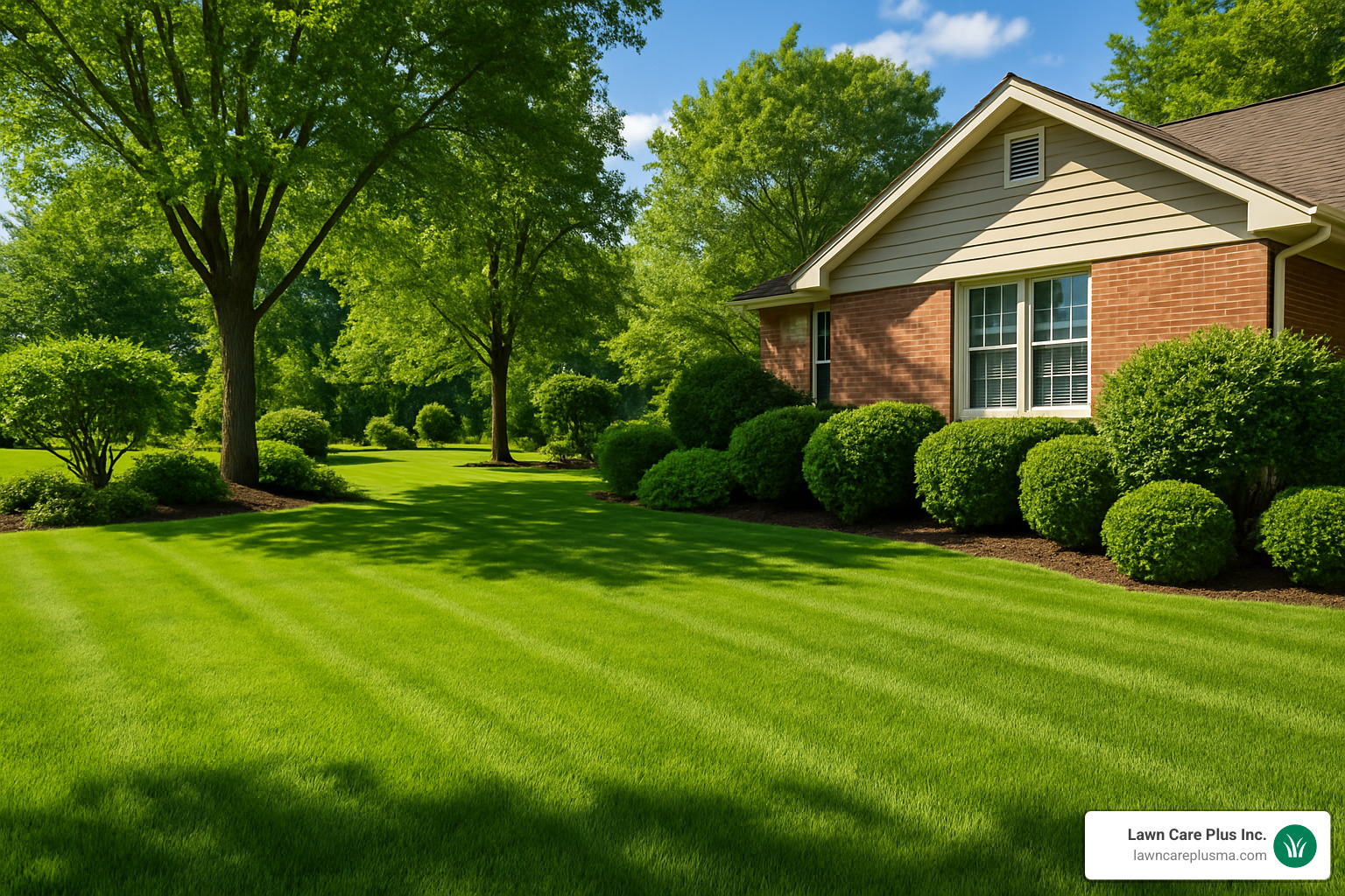 beautiful healthy lawn after proper maintenance - lawn care and maintenance