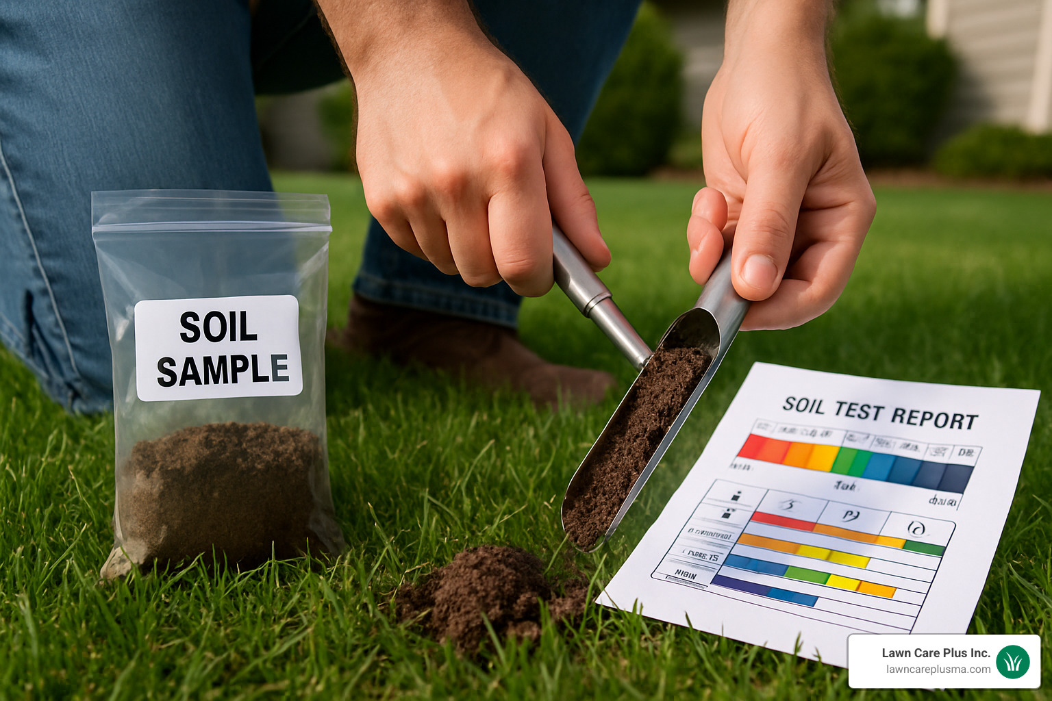 soil testing process showing sample collection and results - lawn care and maintenance