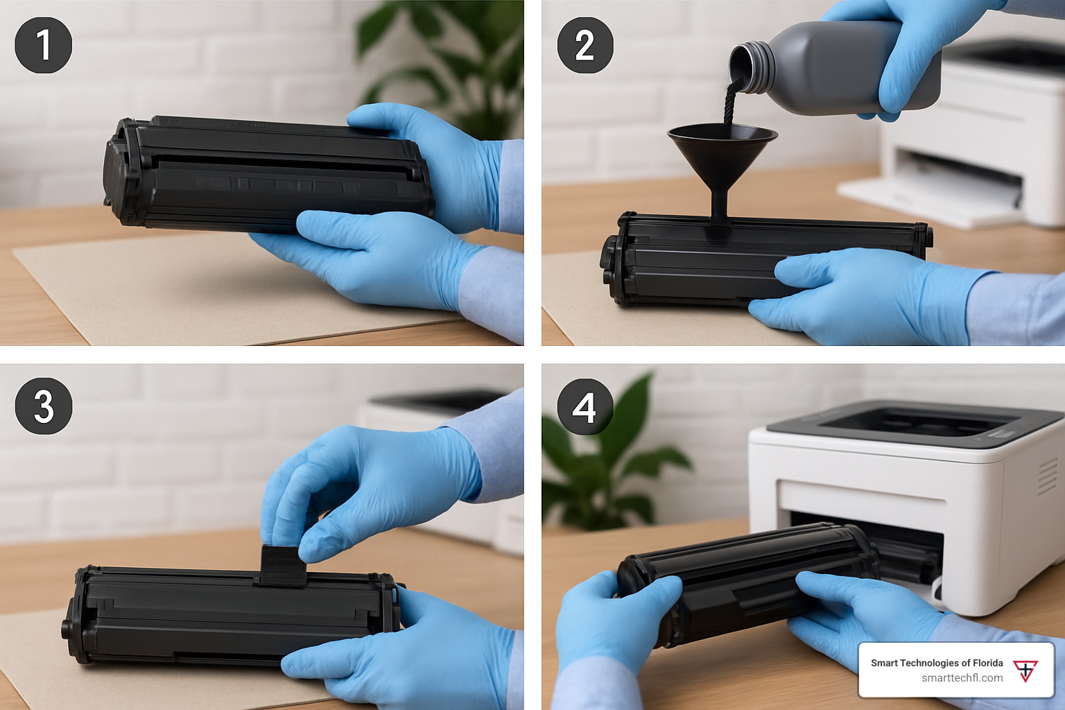 step by step toner refill process - laser printer toner refill kit