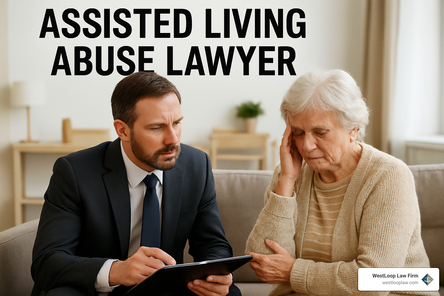 attorney reviewing assisted living facility records with family members - assisted living abuse lawyer