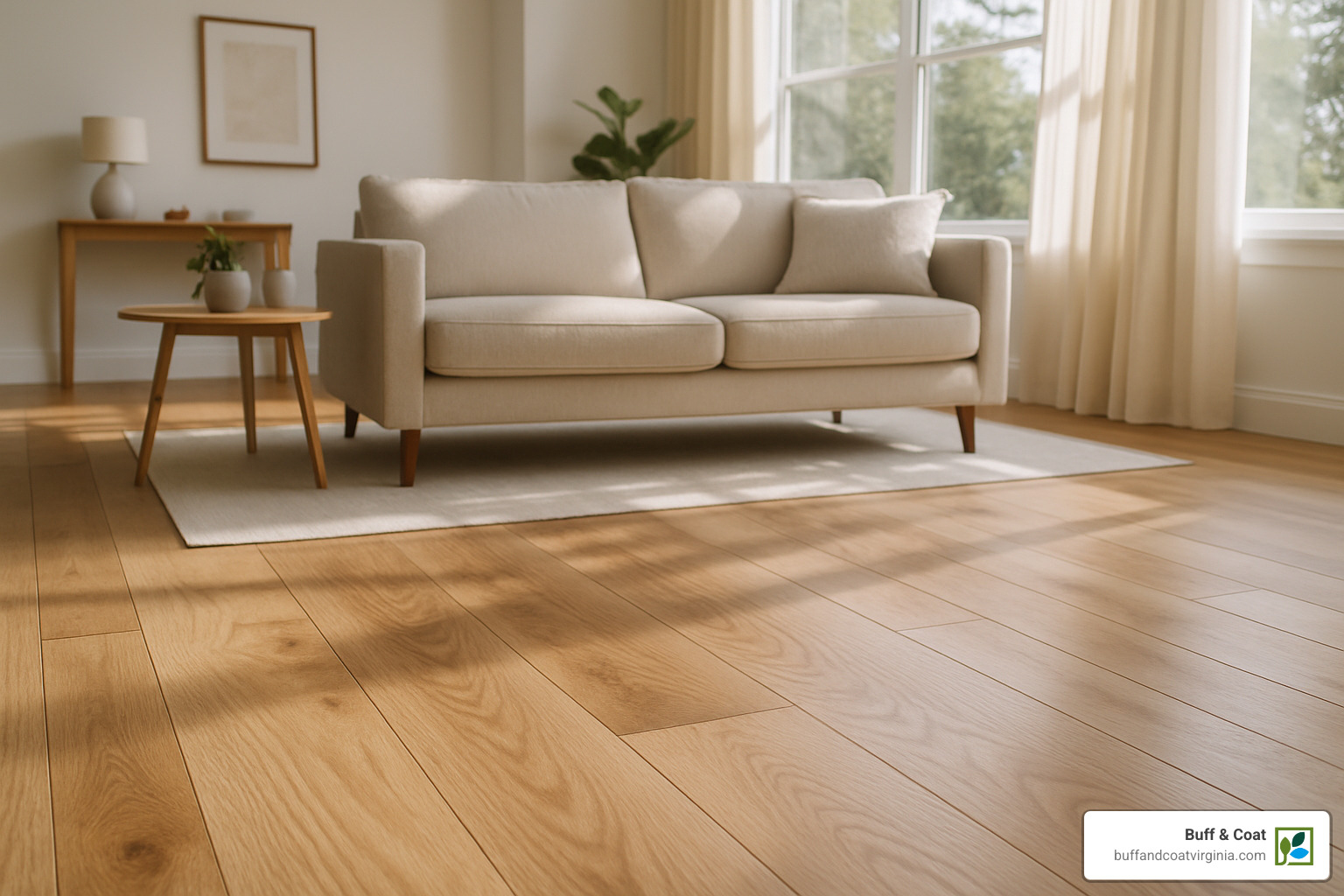 Properly maintained hardwood floor with natural finish - non toxic floor sanding