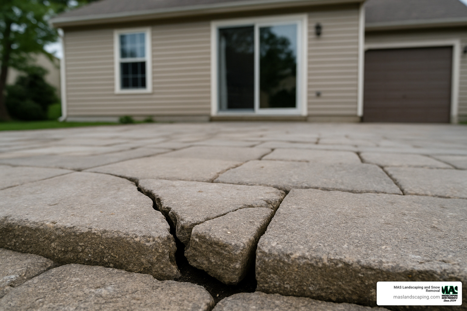 cracked paver due to poor base preparation - hardscape install