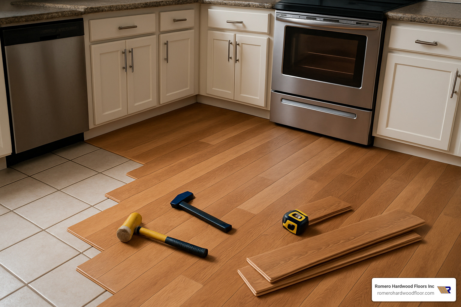 hardwood floor installation over kitchen tile - can you install hardwood floors over tile