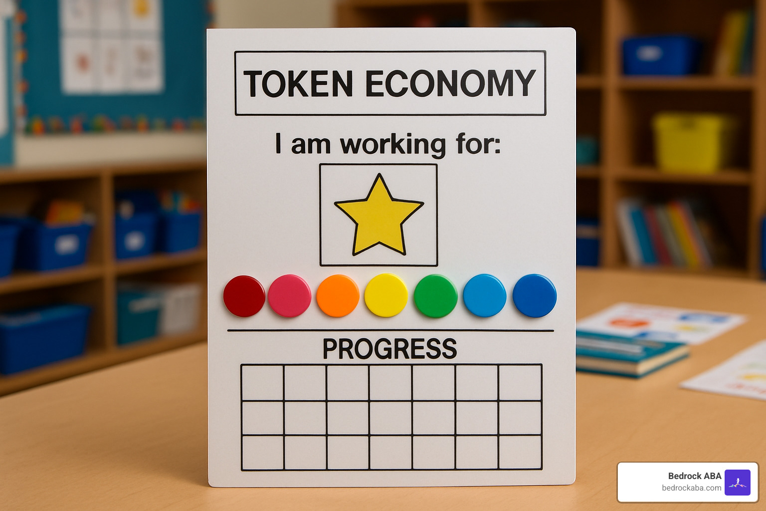 Token economy board with visual reinforcers and progress tracking - behavior support plan aba