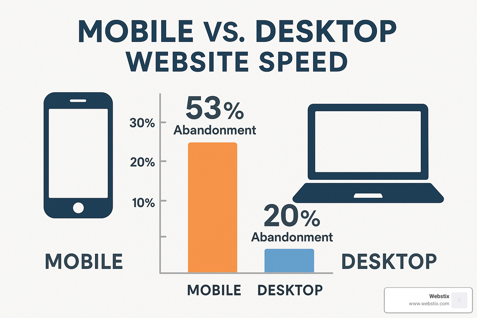 Mobile vs desktop site speed comparison showing abandonment rates - site speed optimization service