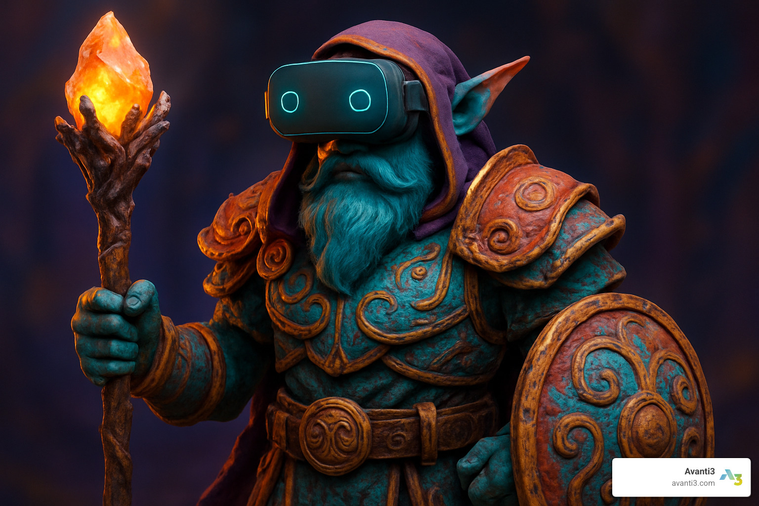 AI-generated 3D model from a text prompt showing a detailed fantasy character - VR content creation tools
